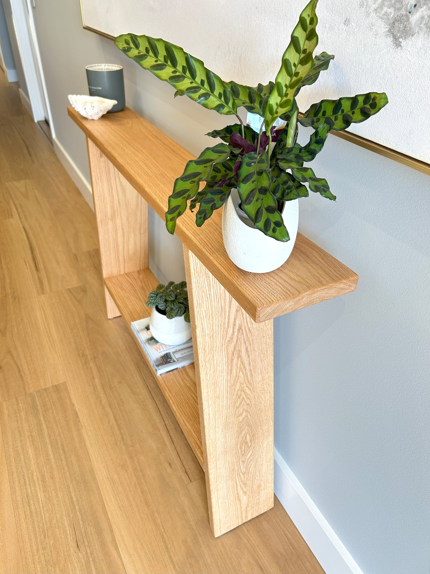 Slimline American Oak Entry Table – Hallway or Console Table in Solid Timber